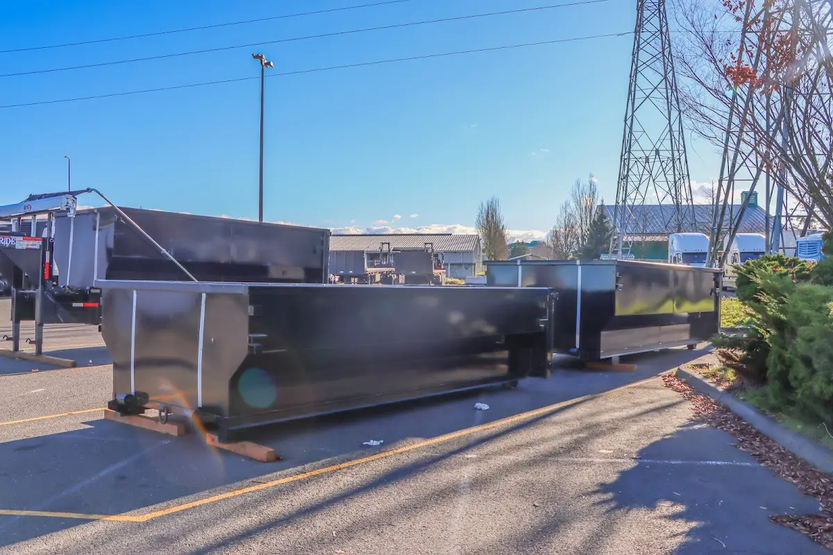 Roll-off dumpster ready for waste disposal at job site for 3 Yard Dumpster Rental in Schertz